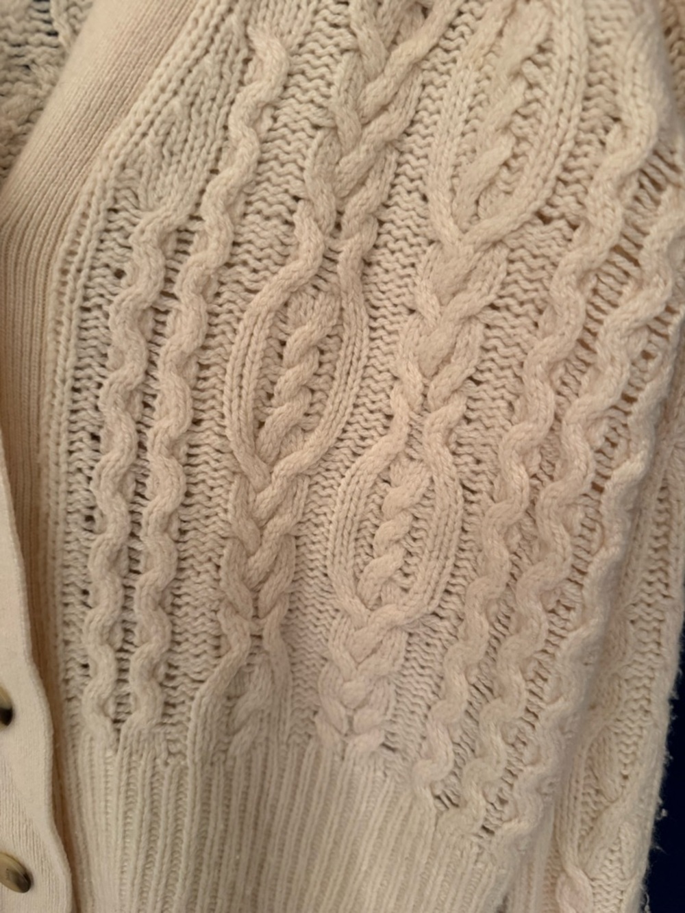Vince Triple Braid Cable Wool & Cashmere Cardigan Women’s Cream Size Medium - Picture 13 of 14